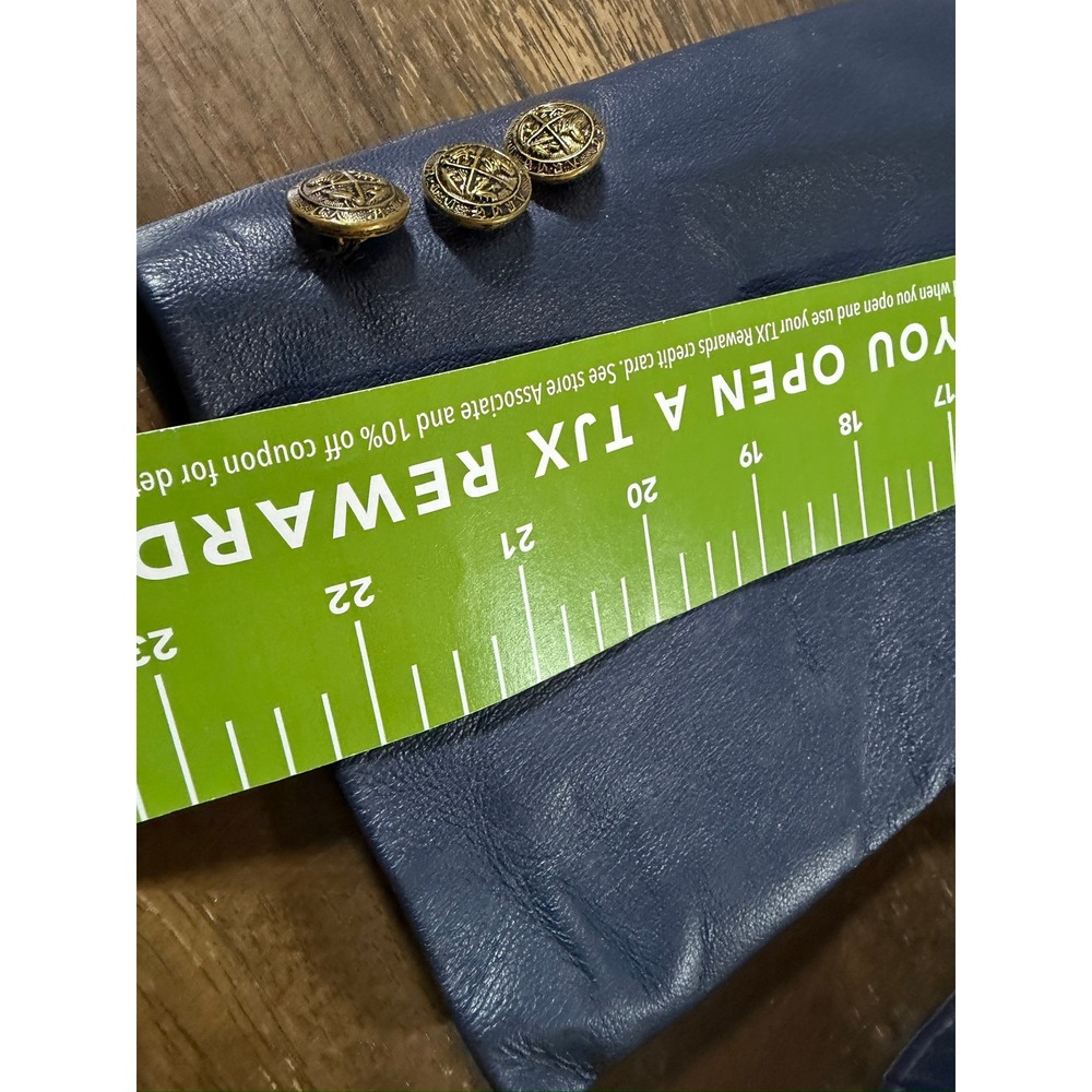 Unisex? Leathers by New England Blue Leather Blazer Jacket Gold Crest Buttons 38 - Picture 9 of 15